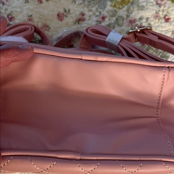I Hayner pink faux leather backpack or strapped purse with pink pompon. NWOT main image 6